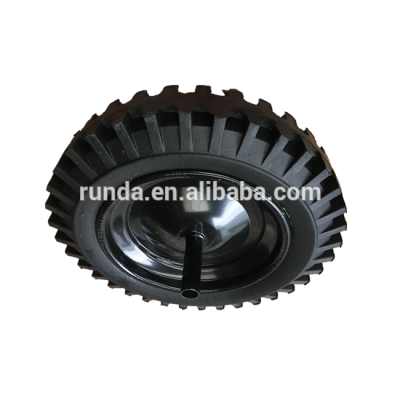 Black color rubber coated solid rubber spoke wheels