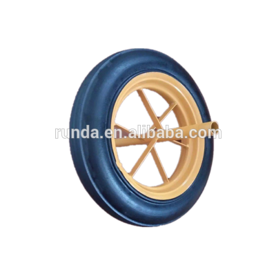 Orange color metal spoke rim rubber solid wheel for wheelbarrow wb6400